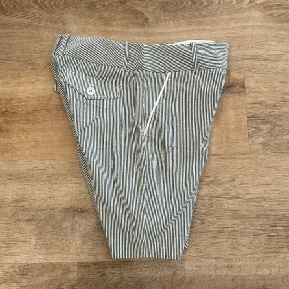 THE LIMITED Women's 4 Blue White Striped Cotton Stretch Casual Long Flat Shorts